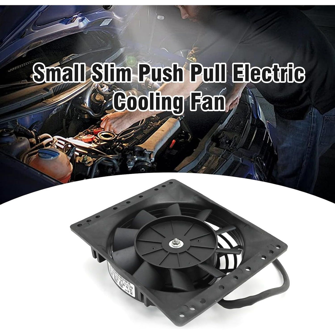 6'' Inch Small Slim Push Pull Electric Cooling Fan, Black Radiator Oil Cooler Mount Kit, Plastic Electric Fan with Mount Kit for Cooling the Entire Engine Bay
