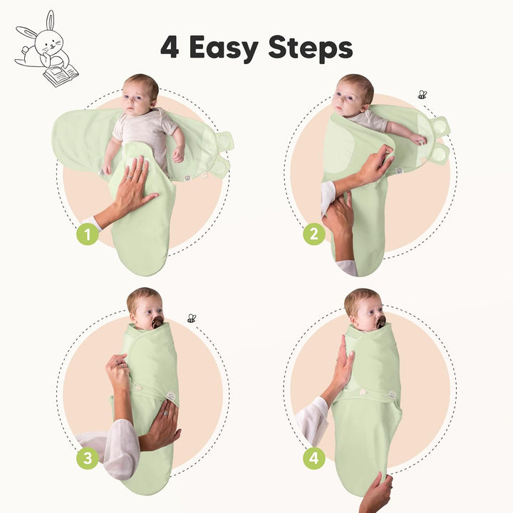 3-Pack Organic Baby Swaddle Sleep Sacks - Swaddles for Newborns, Infant 0-3 Months, Baby Girls, Boys, Soft & Snug Newborn Sleep Sack, Nursery Swaddling Blankets, Easy to Use (Ripple)