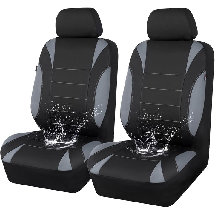 Neoprene 6PCS Waterproof Two Front seat car seat Covers Set- Universal fit for Vehicles, Car with 5mm Composite Sponge Inside, Airbag Compatible ( Black and Gray)