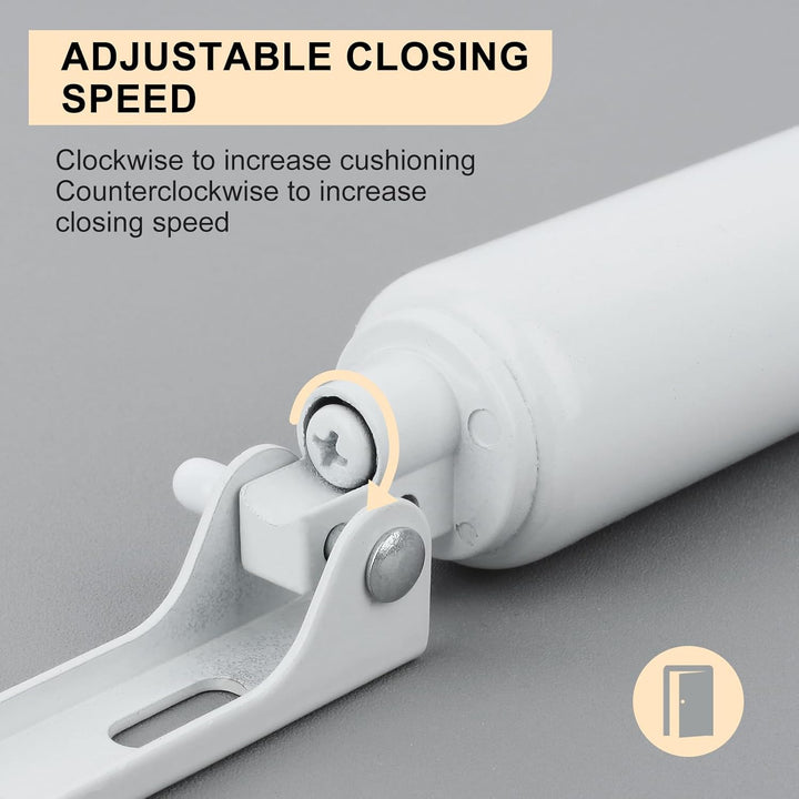 CASONNIK Storm Door Closer, White, Standard Duty Pneumatic Screen and Storm Door Closer
