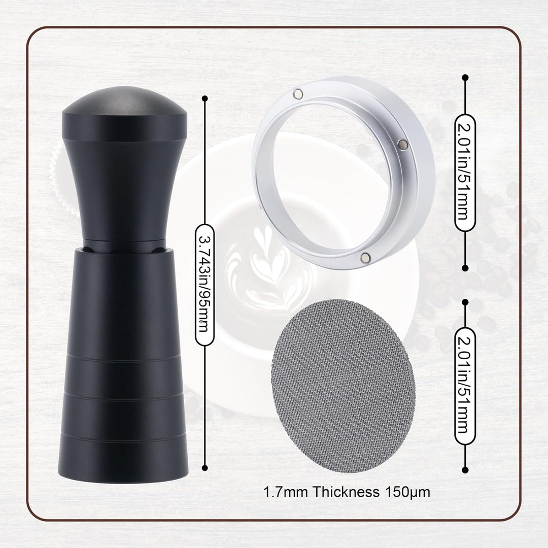51mm Wdt Tool Espresso Accessories Kit, Dosing Funnel and Puck Screen Set, Espresso Stirrer Distribution Tool, Espresso Whisk for Barista Espresso Tools