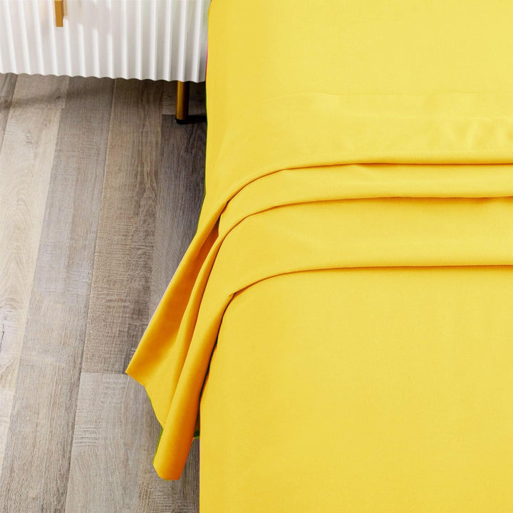 Ghooss Yellow Full Sheets Extra Soft Bed Sheets Brushed Microfiber 1800 Sheets - Deep Pocket, Wrinkle & Fade Free - 4 Piece-Yellow,Full