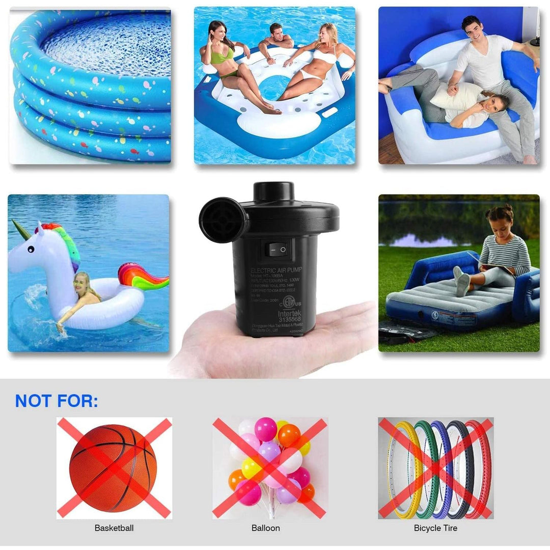 Electric Air Pump Portable Quick-Fill Air Pump for Inflatable Couch, Air Mattress, Swimming Ring, Inflatable Pool Toys, Powerful Electric Inflator/Deflator Air Pump with 3 Nozzles 110V AC