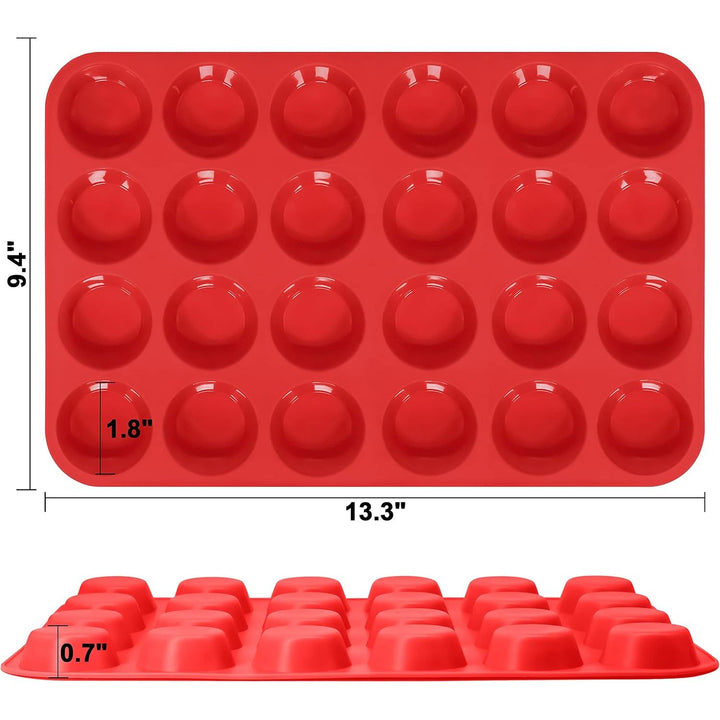Anaeat Silicone Muffin Pan Set- Mini 24 Cups Cupcake Tray, Non-Stick Silicone Baking Molds for Making Muffin Cakes, Cupcake, Chocolate, Bread,Tart and Desserts, Just Pop Out (2 Pack)