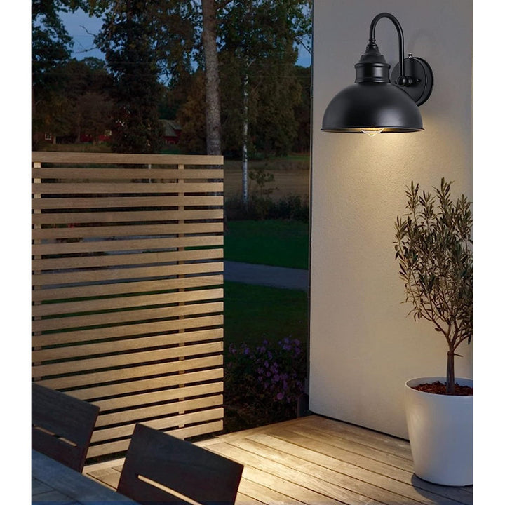 Barn Lights Gooseneck Lights Pack of 2 Style and Function Outdoor Dusk to Dawn Barn Lights, Elegant Gooseneck Lights, Vintage Matte Black Exterior Lighting Fixtures, 9.4" Diameter