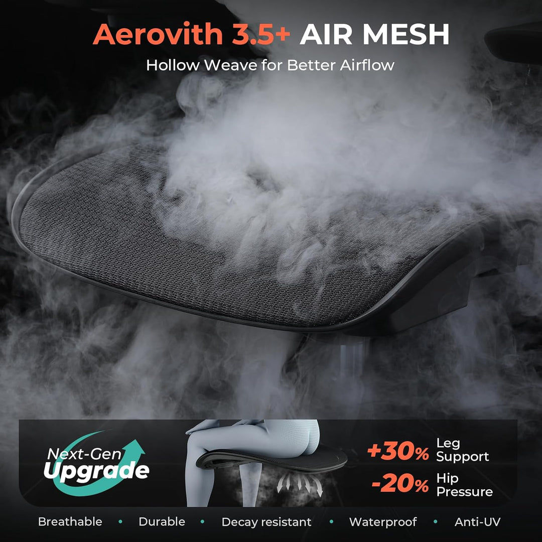 Ergonomic Mesh Office Chair, Adjustable Lumbar High Back Desk Chair 400lbs, 4D Flip-up Arms, 3-Level Tilt Backrest, 3D Headrest, PU Wheels, Swivel Rolling