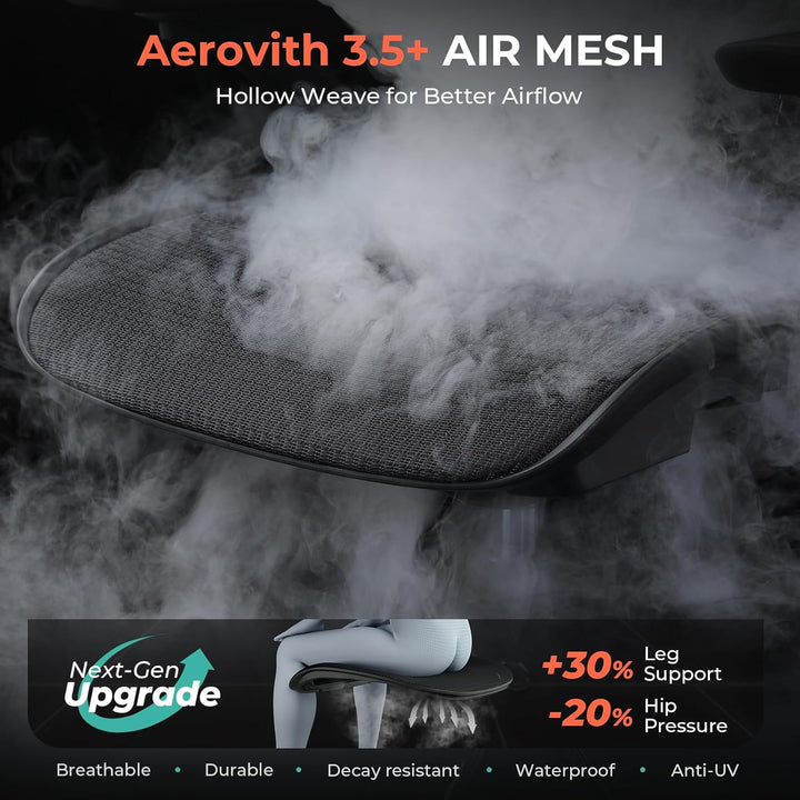 Ergonomic Mesh Office Chair, Adjustable Lumbar High Back Desk Chair 400lbs, 4D Flip-up Arms, 3-Level Tilt Backrest, 3D Headrest, PU Wheels, Swivel Rolling