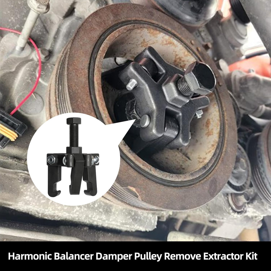 Harmonic Balancer Damper Pulley Remove Kit Compatible with Ford, GM, Chrysler, Cadillac, Chevy Trucks, Mitsubishi, Upgraded Version 3 Jaw Puller