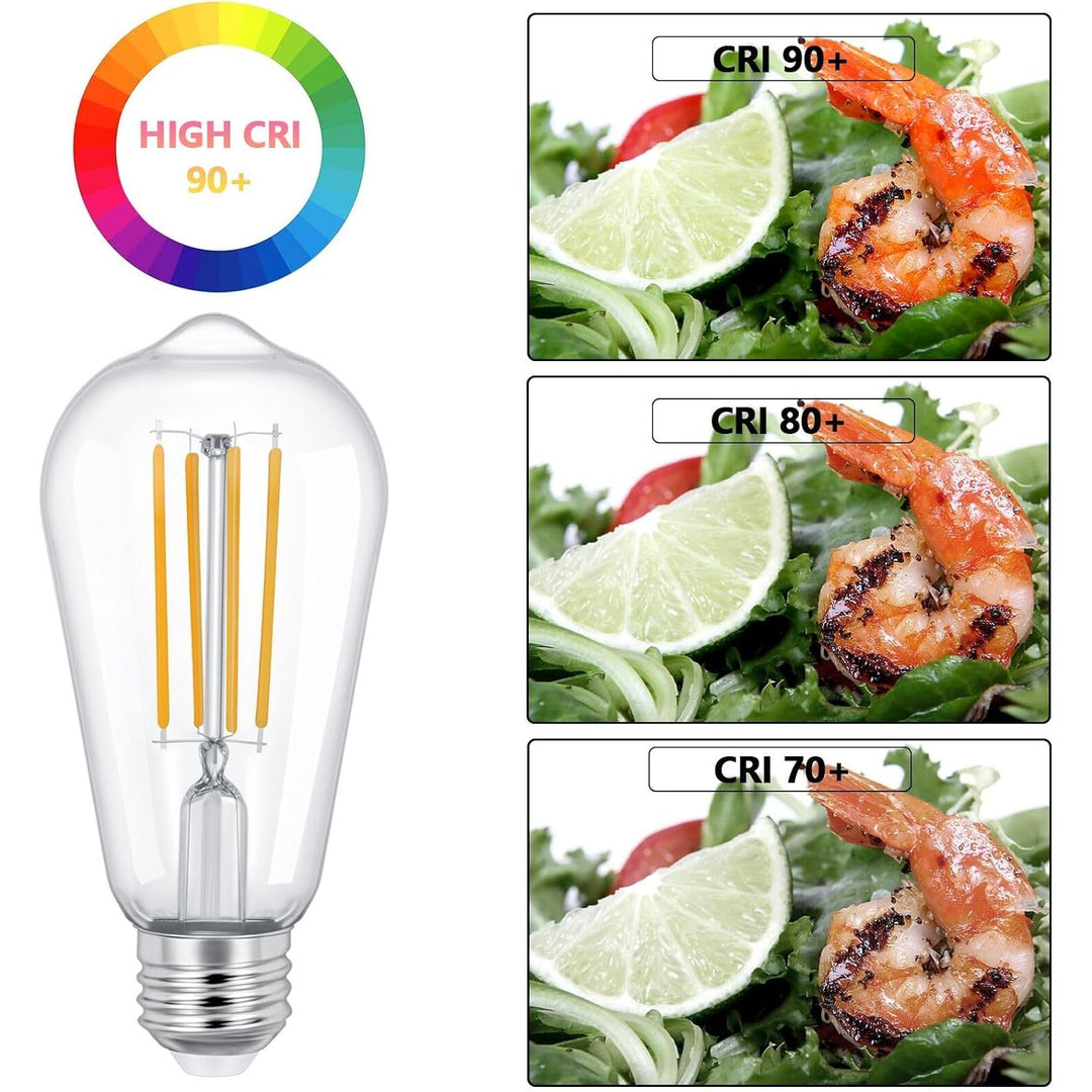 Vintage LED 6W Edison Bulb Dimmable ST58 Light Bulbs E26 Medium Base Vintage Edison Clear Glass Style for Home, Office (2700K-Soft White, 8 Pack Dimmable)