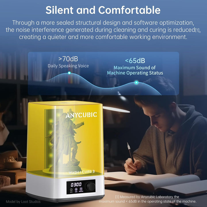 Wash and Cure Station, Larger Volume 2 in 1 Wash and Cure 3.0 Machine for LCD SLA DLP 3D Printer Models with Gooseneck Light, UV Rotary Cleaning Curing Resin Box Washing Size:165 x 100 x180mm