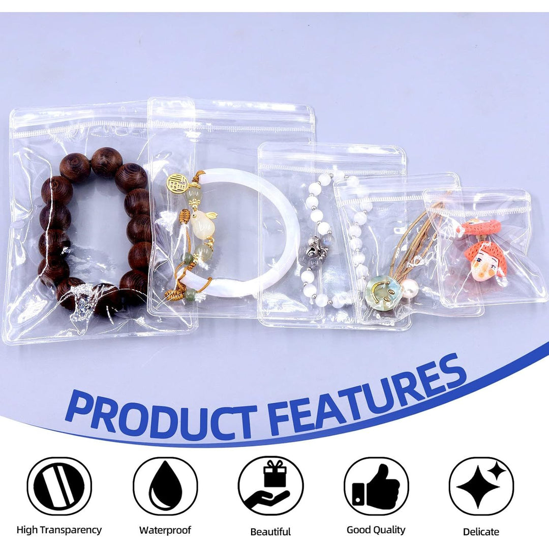 160Pcs 5 Size PVC Self Seal Jewelry Bags Plastic Zipper Bag Clear Storage Bags Jewelry Packaging Pouch with 30Pcs Anti Tarnish Tabs Strips Kit for Holding Jewelry Necklace Earring Ring Bracelet