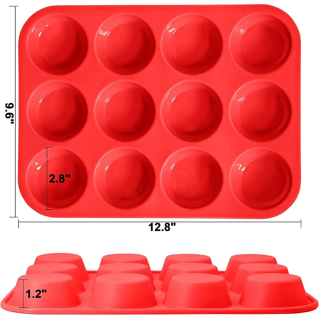 Anaeat Silicone Muffin Pan - Regular 12 Cups Cupcake Tray, Non-Stick Silicone Baking Molds for Making Muffin Cakes, Cupcake, Chocolate, Bread,Tart and Desserts, Just Pop Out