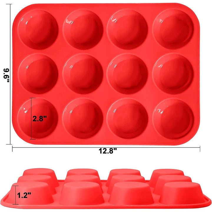Anaeat Silicone Muffin Pan - Regular 12 Cups Cupcake Tray, Non-Stick Silicone Baking Molds for Making Muffin Cakes, Cupcake, Chocolate, Bread,Tart and Desserts, Just Pop Out