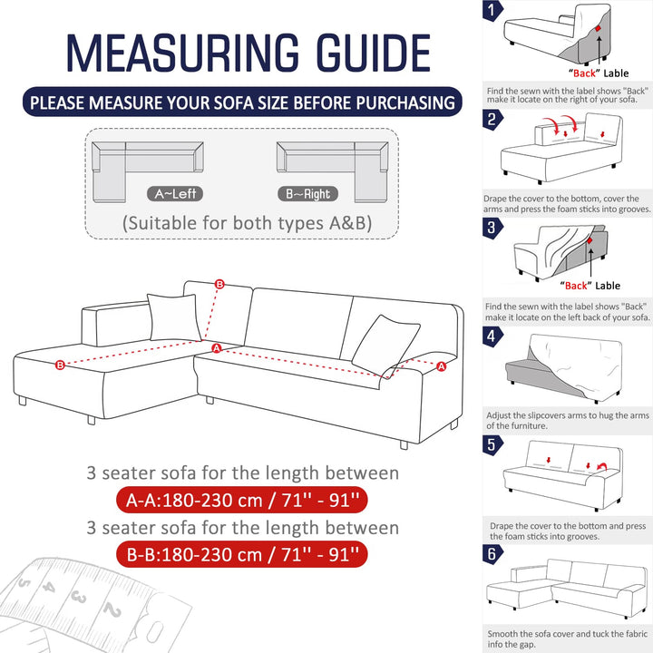 Sectional Couch Covers 2pcs L-Shaped Sofa Covers Softness Furniture Slipcovers with 2pcs Pillowcases L-Type Polyester Fabric Stretch Couch Covers 3 Seater + 3 Seater (Dark Blue)