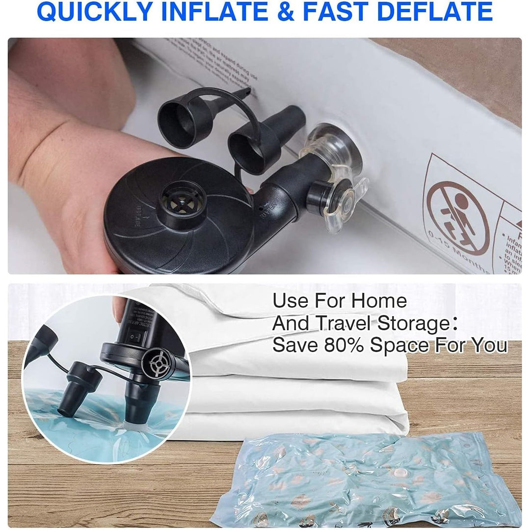 Electric Air Pump Portable Quick-Fill Air Pump for Inflatable Couch, Air Mattress, Swimming Ring, Inflatable Pool Toys, Powerful Electric Inflator/Deflator Air Pump with 3 Nozzles 110V AC