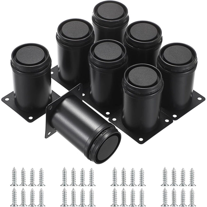 8Pcs 3 Inch Adjustable Metal Furniture Legs Stainless Steel Furniture Cabinet Legs Heavy Duty Replacement Sofa Support Legs Sofa Feet Furniture Feet for Worktop, Unit, Desk Table, Couch, Black