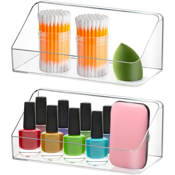 2 Pack Medicine Cabinet Shelves Organizer, Wall Mounted Storage Organizer, Clear Storage Box for RV Bathroom, Bedroom, Mirror Cabinets (Transparent)