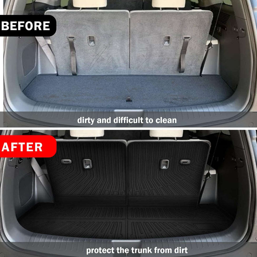 Cargo Mat for Hyundai Santa Fe 2024 2025 Accessories Cargo Mat Seat Backrest 2 in 1 Mat All-Weather TPE Black Trunk Cargo Liner for Hyundai Santa Fe 2024 2025 Accessories