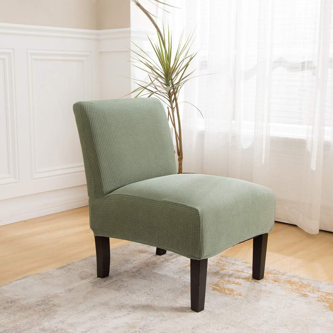 Stretch Armless Chair Slipcovers, Water-Repellent Armless Accent Chair Covers Protector Removable Washable for Living Room Hotel Restaurant (A-Cyan, 1 PCS)