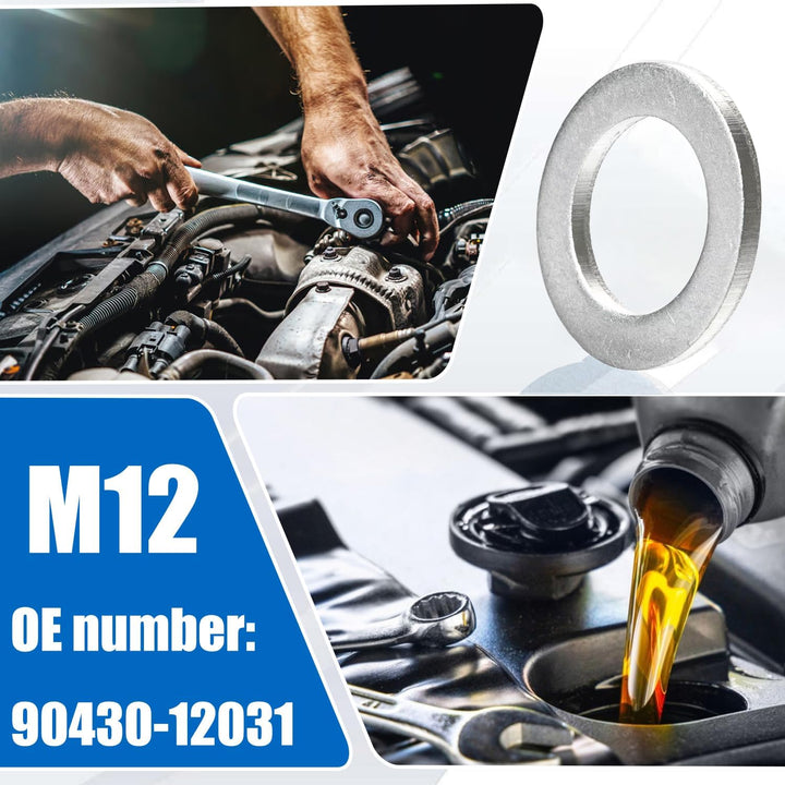 100PCS Oil Crush Washers Drain Plug Gaskets Washers Seals Rings 90430-12031 for Toyota Lexus Scion