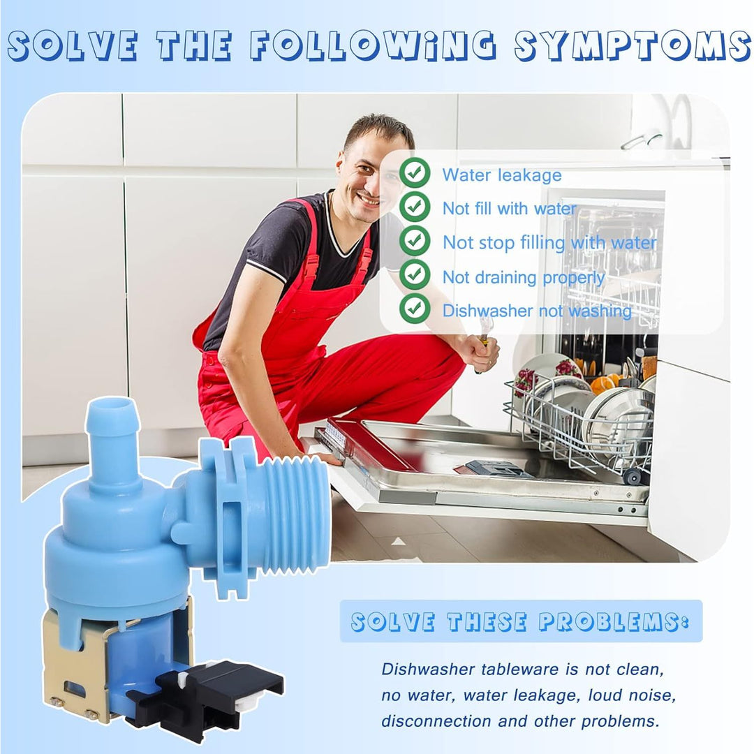 Upgraded W10327250 W10327249 Dishwasher Water Inlet Valve WPW10327249 Compatible with Whirlpool Kenmore Amana Kitchen Aid Dishwashers, Replaces W11130743 W10195047 W10316814 AP6024301