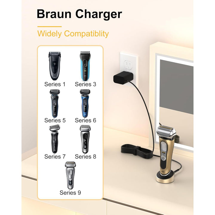VHBW for Braun Shaver Charger, Compatible with Braun Shaver Series 1/2/3/4/5/6/7/9 XT5 and 9465cc 9440 7020s 790cc 6075cc 6072cc 6020s 5020 5018s 310s 3040 190s 130s Charger Cord