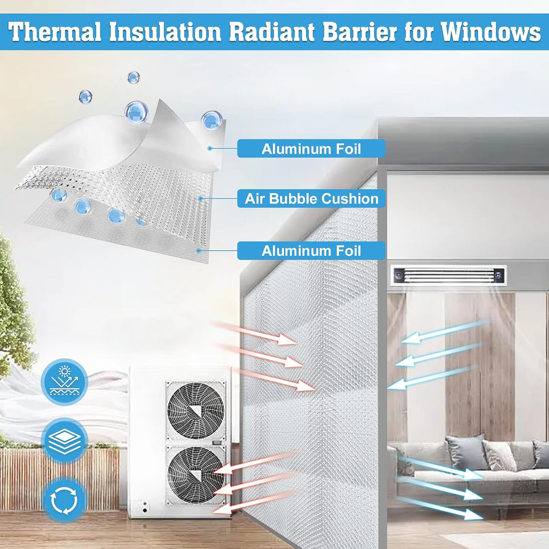 Bubble Reflective Insulation Roll, 12'' x 16.4ft Double Side Foil Thermal Insulation Sheet for Winter, Windows Aluminum Radiant Barrier for Summer Heat, Insulation Wrap for RV, Roof, Ducts