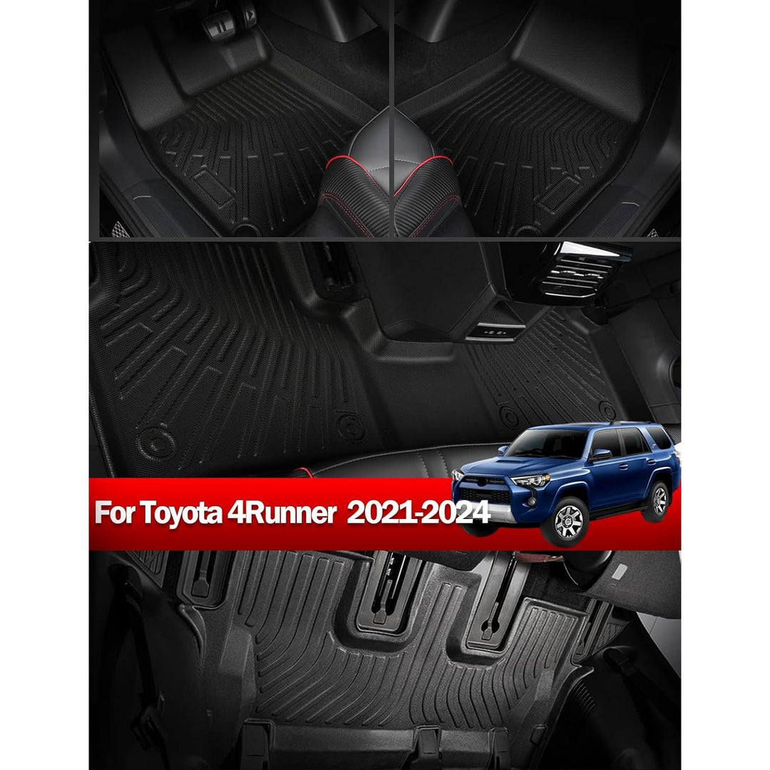 Floor Mats for Toyota 4Runner 2010-2024 Floor Mats & Cargo Liner with Backrest Mat Full Set 7 Seater All Weather Protection TPE for Toyota 4Runner Accessories Waterproof Heavy