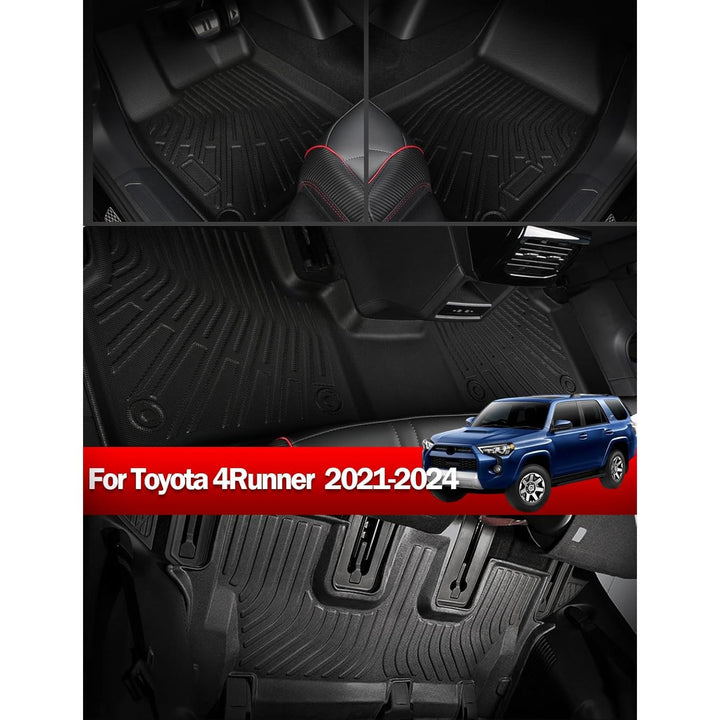 Floor Mats for Toyota 4Runner 2010-2024 Floor Mats & Cargo Liner with Backrest Mat Full Set 7 Seater All Weather Protection TPE for Toyota 4Runner Accessories Waterproof Heavy