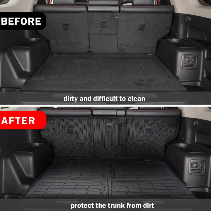 5 Seater ONLY Cargo Mat for 2010-2024 Toyota 4Runner Accessories Cargo Mat Seat Backrest 2 in 1 Mat All-Weather TPE Black Trunk Cargo Liner for 4Runner Accessories(Fit W/O Sliding Tray)