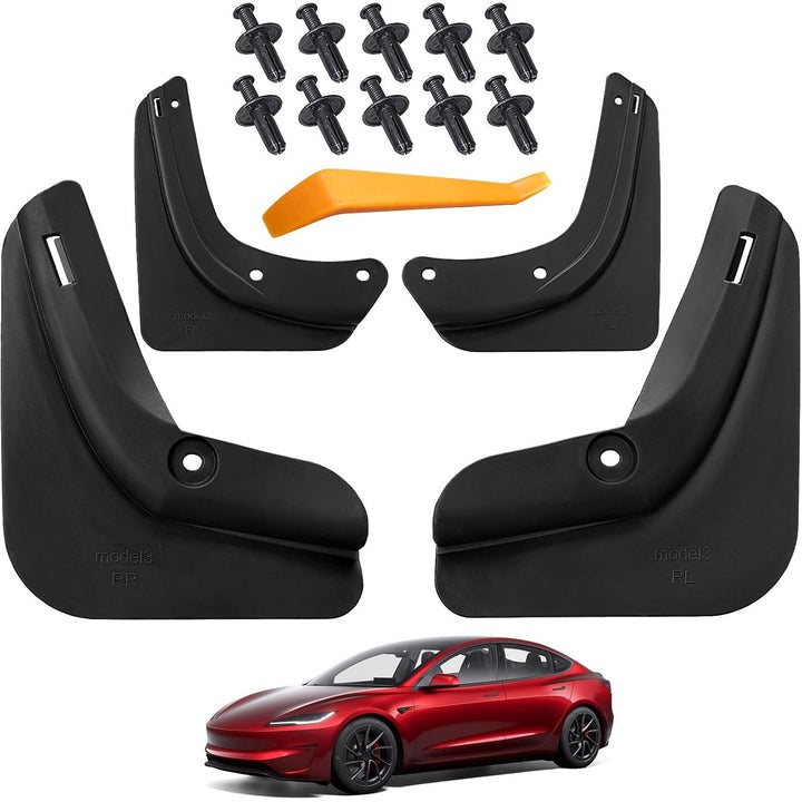4 PCS Splash Guards for Tesla Model 3 Mud Flaps 2023-2019 No Drilling Car Fender Compatible with Model 3 2023 2022 2021 2020 2019 Upgraded Front and Rear Car Mud Flaps Black