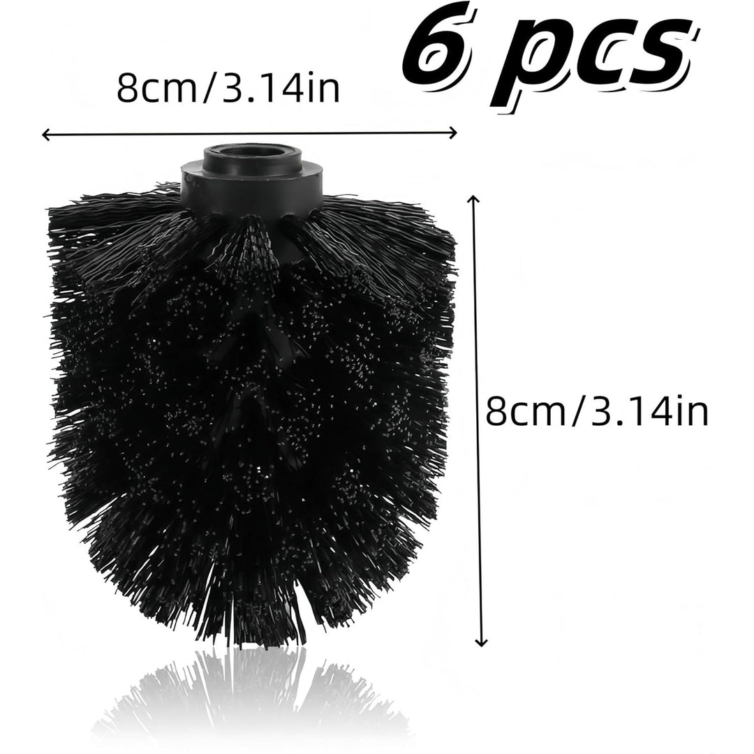 6 Pack Toilet Bowl Brush Replacement Head, Premium Brush Head Cleaning Tool, Toilet Scrub Brush Cleaning Round Ball Shaped Toilet Brush Heads (Black)