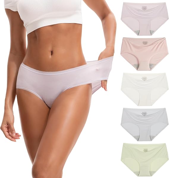 Women's Thin & Soft Modal Underwear No Show for Summer Everyday Wear Hipster Panties 5-Pack XS