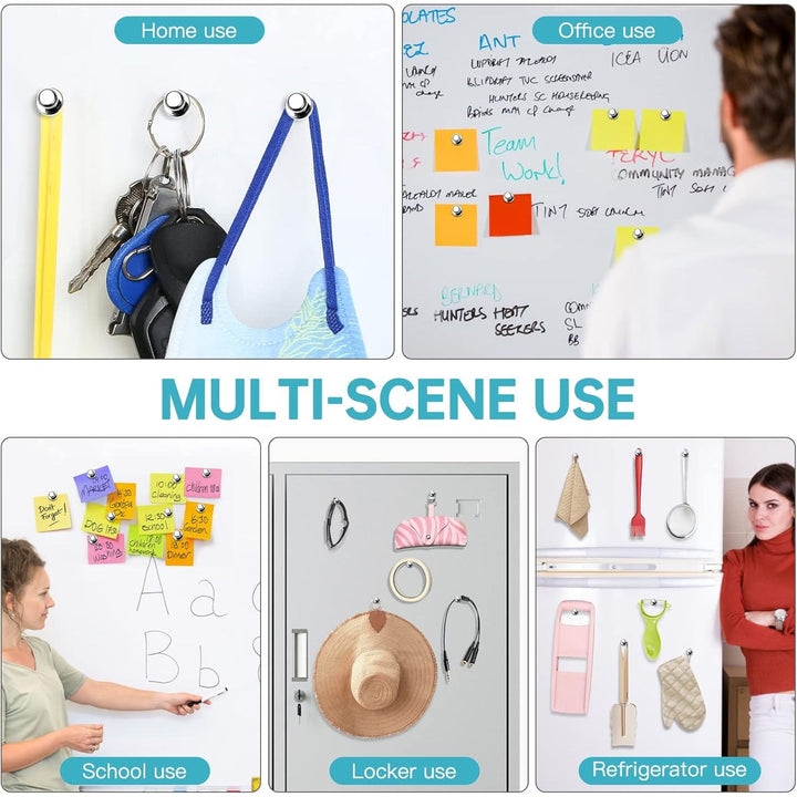 50 Pack Fridge Magnets Adults Magnetic Push Pins Small White Board Magnets Refrigerator Magnet for Fridge Whiteboard in Office Kitchen, Silver