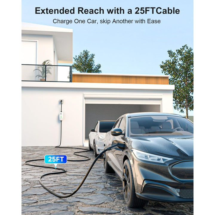 Level 1 EV Charger - J1772 Electric Car Charger with 25FT Cable, 16A 240V/12A 110V Portable EV Charger for Home, NEMA 6-20 & NEMA 5-15 Plug-in Hybrid Car Charger, IP66 Waterproof