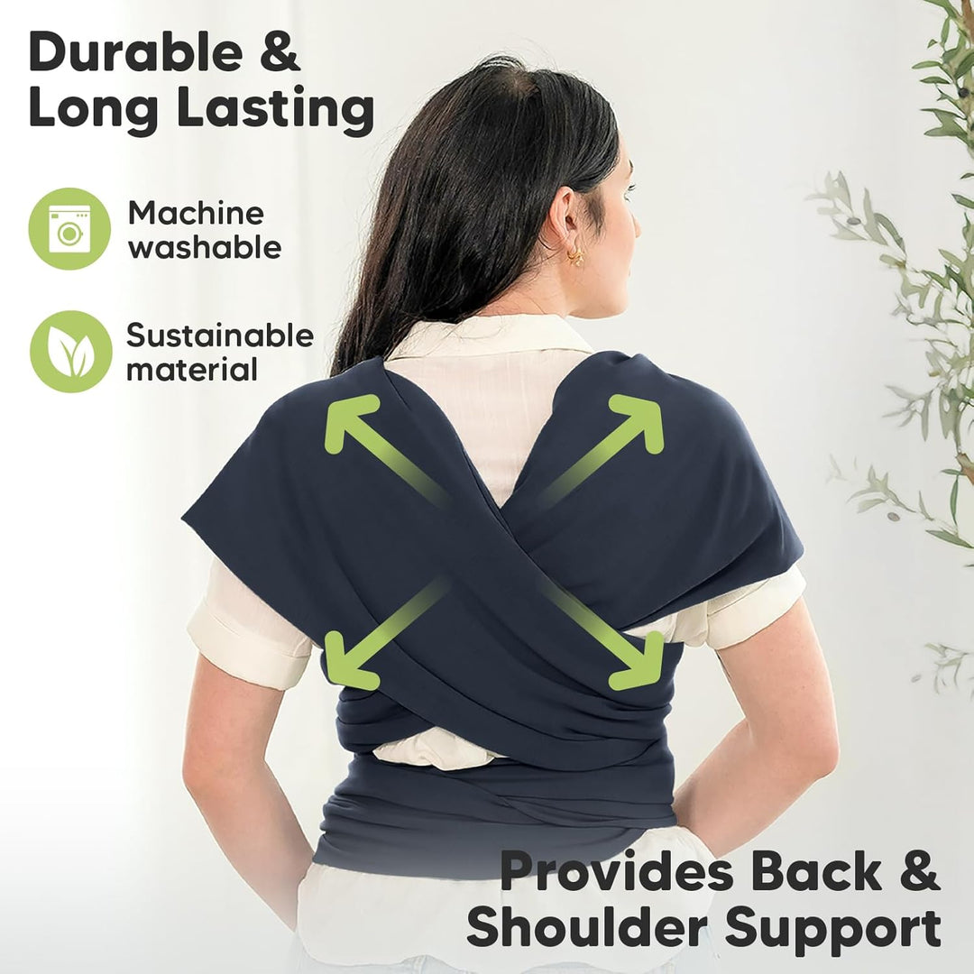 KeaBabies Baby Wrap Carrier - All in 1 Original Baby Carrier Newborn To Toddler Sling, Easy to Wear, Hands Free Bonding, Lightweight, Breathable Infant Wraps (Midnight)