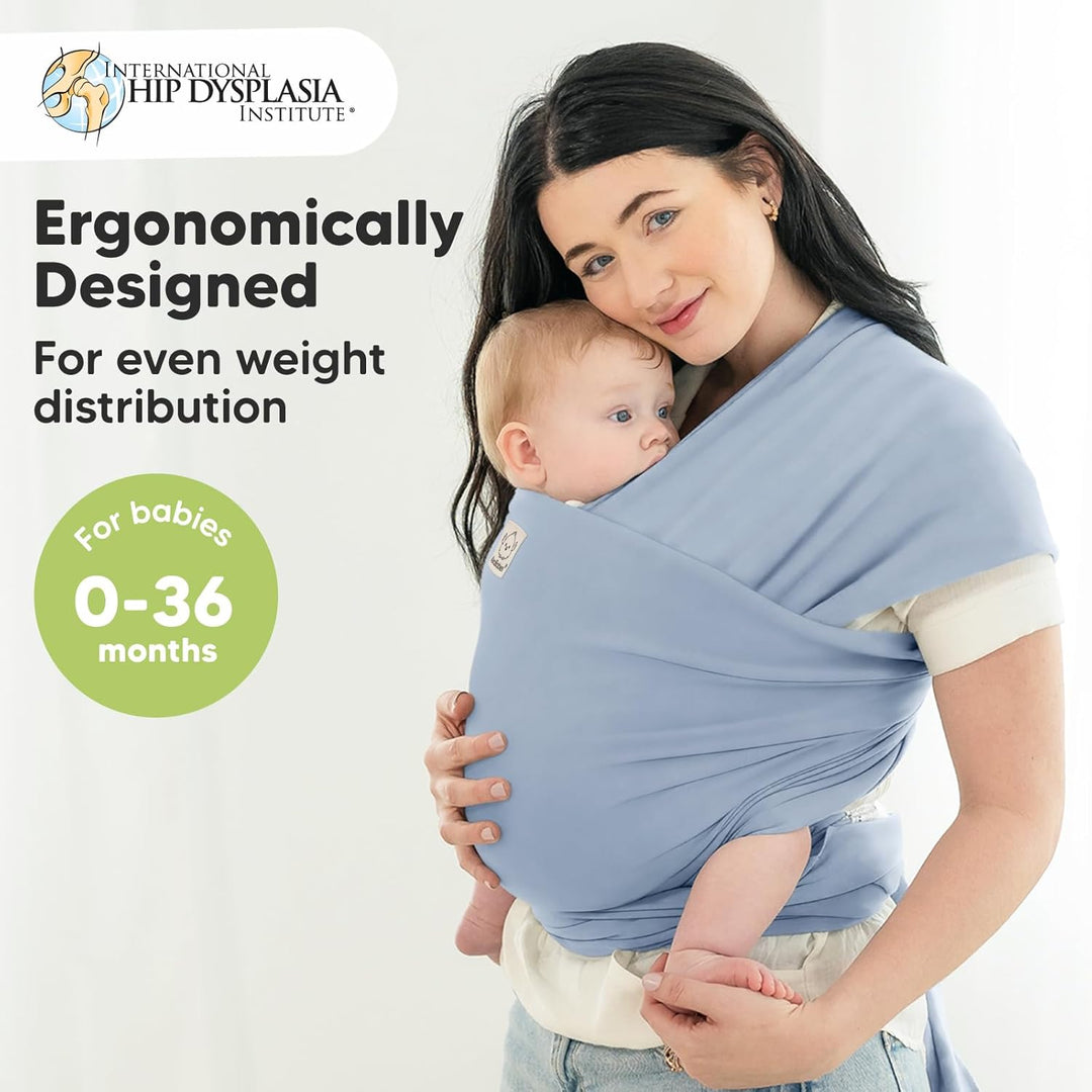 KeaBabies Baby Wrap Carrier - All in 1 Original Baby Carrier Newborn To Toddler Sling, Easy to Wear, Hands Free Bonding, Lightweight, Breathable Infant Wraps (Powder Blue)