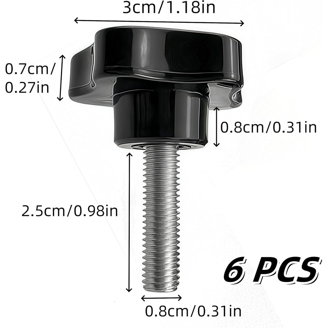 6 pcs Clamping Screw Knobs Handle, M8 x 25 mm Star Thread Handle, Replacement Tightening Screw, Quick Disassembly Replacement Parts, for Umbrella Base Replacement knob
