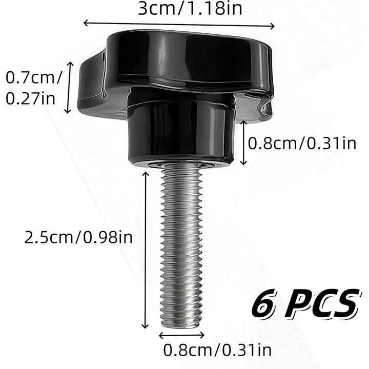 6 pcs Clamping Screw Knobs Handle, M8 x 25 mm Star Thread Handle, Replacement Tightening Screw, Quick Disassembly Replacement Parts, for Umbrella Base Replacement knob