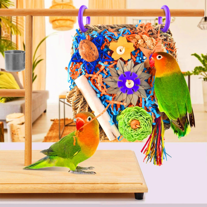 Bird Toys, Parrot Chewing Shredding Foraging Toys Parakeet Hanging Toys for Budgies Lovebird Cockatiel Small-Medium Bird
