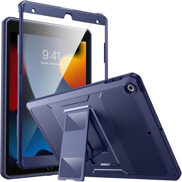 Case for New iPad 9th Generation 10.2 2021 / iPad 8th Gen 10.2 2020 / iPad 7th Gen 10.2 Inch Case, [Heavy Duty] Shockproof Full Body Protective Cover with Built-in Screen Protector, Dark Blue