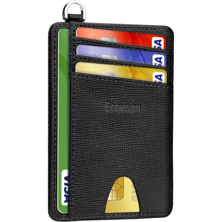 Slim Minimalist Front Pocket Wallet, RFID Blocking Credit Card Holder Wallet with Detachable D-Shackle for Men Women