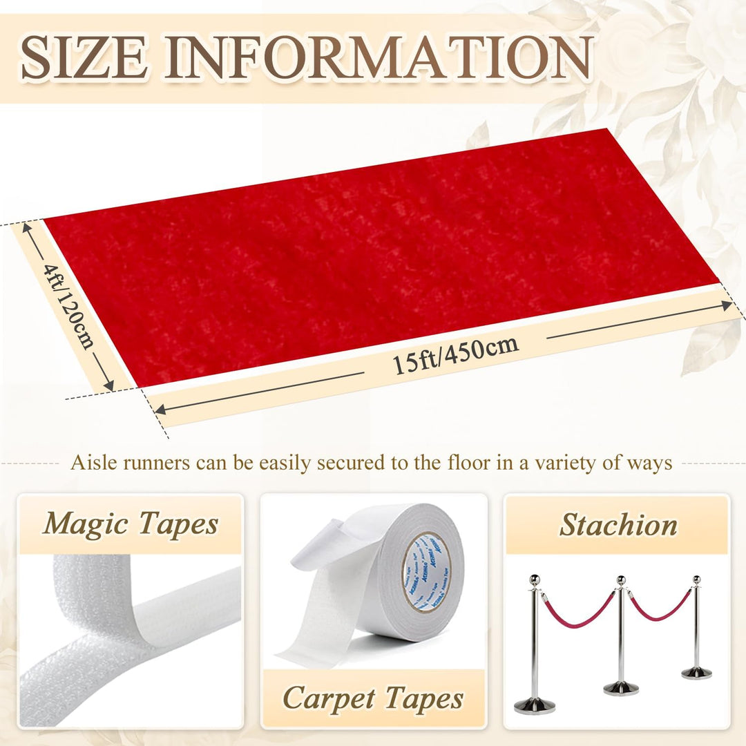 Red Aisle Runner for Wedding Ceremony 4x15 FT Sequin Aisle Runner Glitter Aisle Runner for Outdoor Rug Runner Carpet Runner for Party Aisle Floor Runner Aisle for Church Beach Weddings