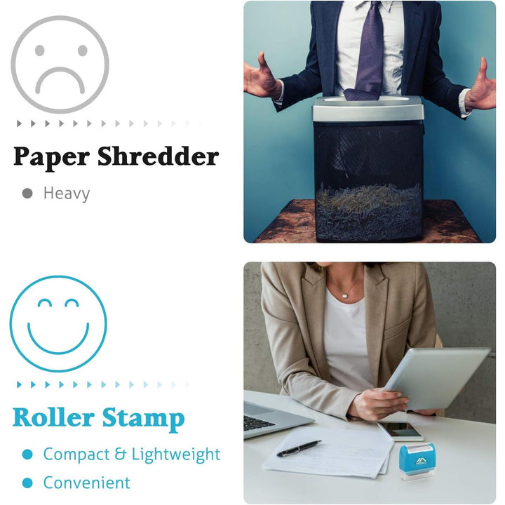 Identity Theft Protection Stamp Roller, Refillable Self Inking Wide Roller Security Stamp, Private & Confidential Stamp Roller for Personal Information Blackout, Large Size, Blue