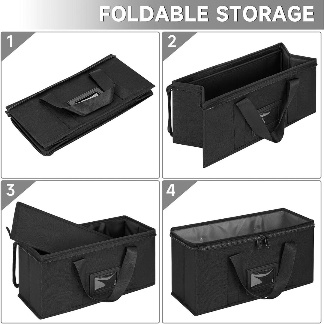 2 Pack CD Storage Boxes, CD Case Holder Organizer with Clear PVC Lid and Index Labels- 13.4"x 6.3"x 5.5" CDs Storage Holder Bags, Each Hold up to 31 CDs Jewel Cases or 170 Discs