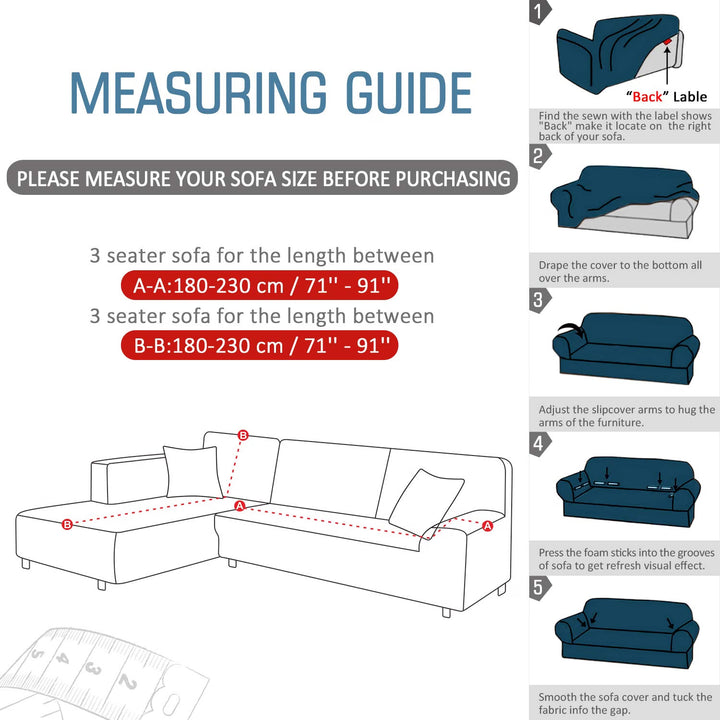 Sectional Couch Covers Stretch 2pcs Sofa Covers for L Shaped Couch Softness Sofa Slipcovers 3 Seater + 3 Seater with 2pcs Pillowcases L-Type Polyester Fabric Couch Covers (Turquoise Blue)