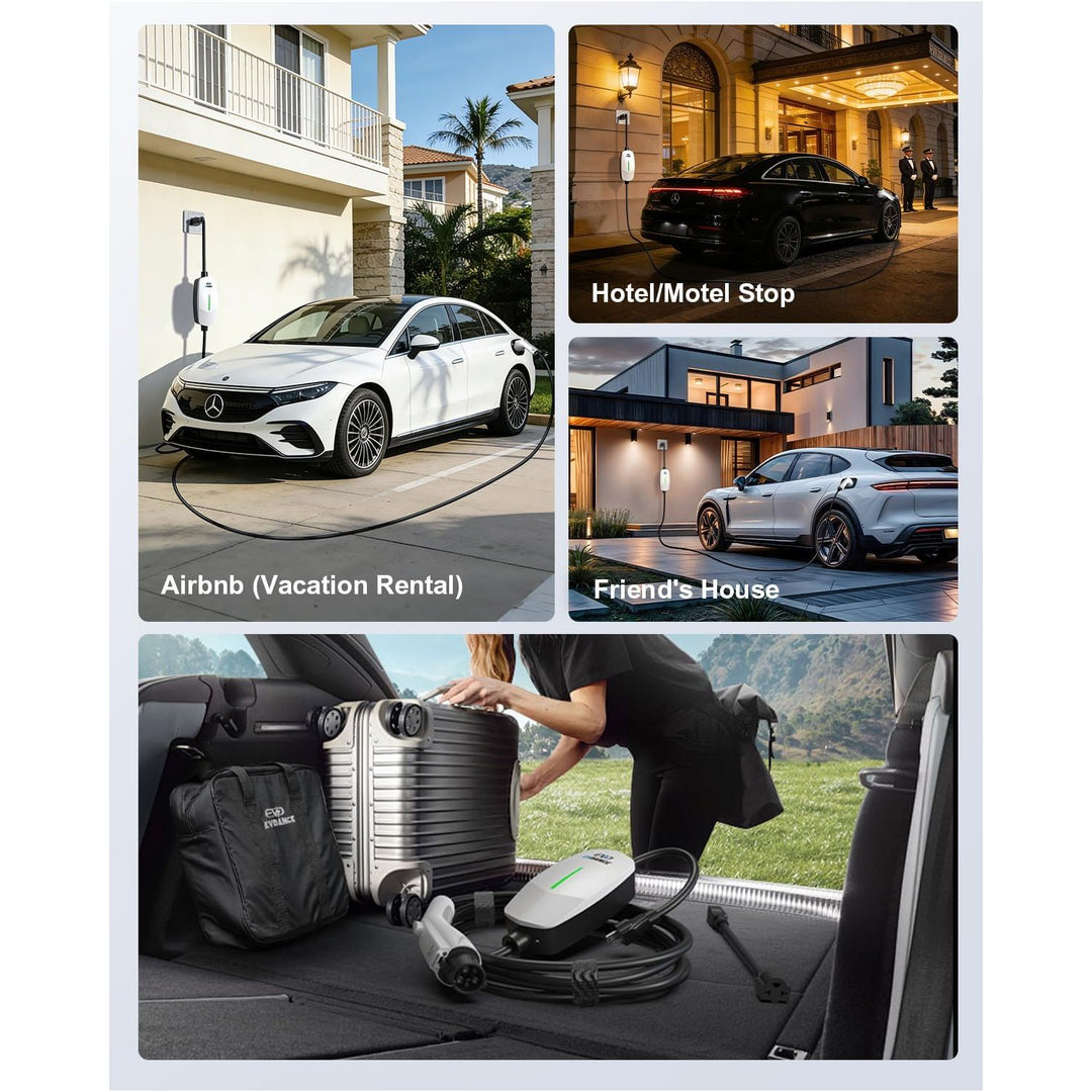 Level 1 EV Charger - J1772 Electric Car Charger with 25FT Cable, 16A 240V/12A 110V Portable EV Charger for Home, NEMA 6-20 & NEMA 5-15 Plug-in Hybrid Car Charger, IP66 Waterproof