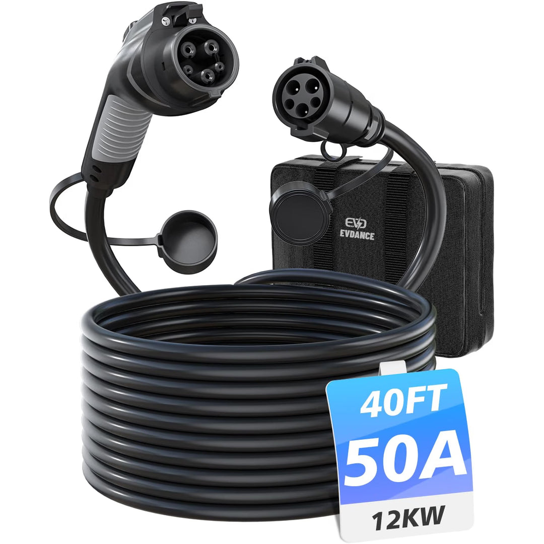 EV Charger Extension Cable, J1772 Extension Cable 50A 40FT Charging Cord for Electric Vehicle 110V-240V Compatible for All SAE J1772 Chargers
