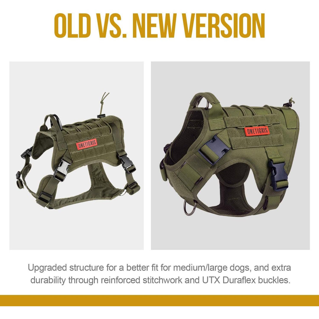 Tactical Dog Harness Military Dog Harness, Dog Harness with Handle Heavy Duty Dog Vest for Hiking Training Outdoor Dogs(Ranger Green, Large)