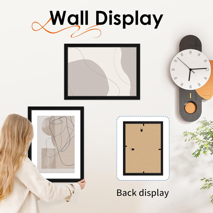 10x14 Picture Frame Set of 4, Photo Frame with HD Plexiglass, Display Pictures 8.5x11 with Mat or 10x14 Without Mat, Black Picture Frames Collage Wall Decor, Gallary Wall Frame